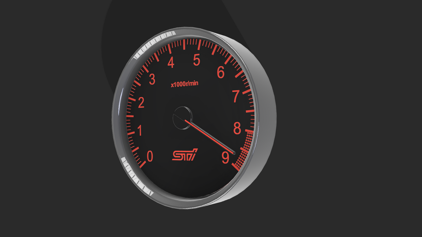 Subaru STI Tachometer β File Digitale STL / 3MF Wall Clock